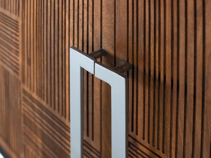 Aparador Diseño Relieve Madera Mango Metal, 170 Cm