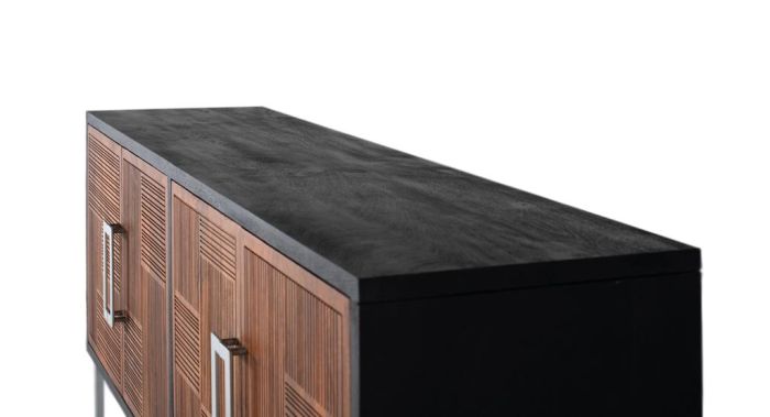 Aparador Diseño Relieve Madera Mango Metal, 170 Cm