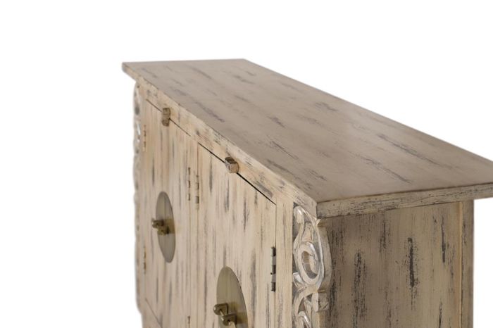 Aparador Oriental Madera Beige 4 Puertas, 132 Cm