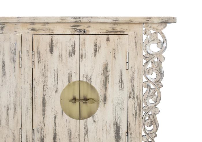 Aparador Oriental Madera Beige 4 Puertas, 132 Cm