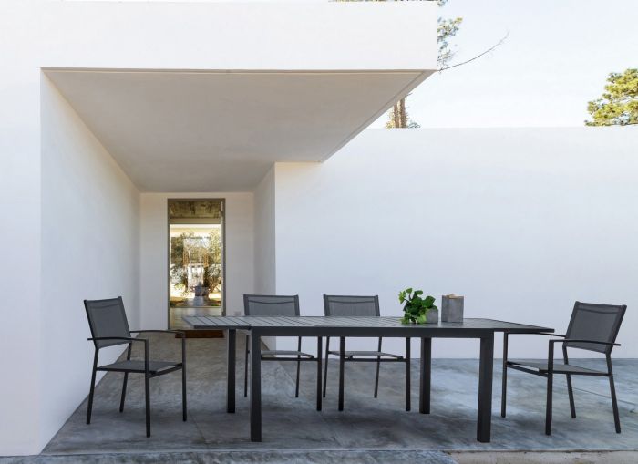 Mesa Rectangular Extensible Aluminio Gris Antracita, 160/240 Cm