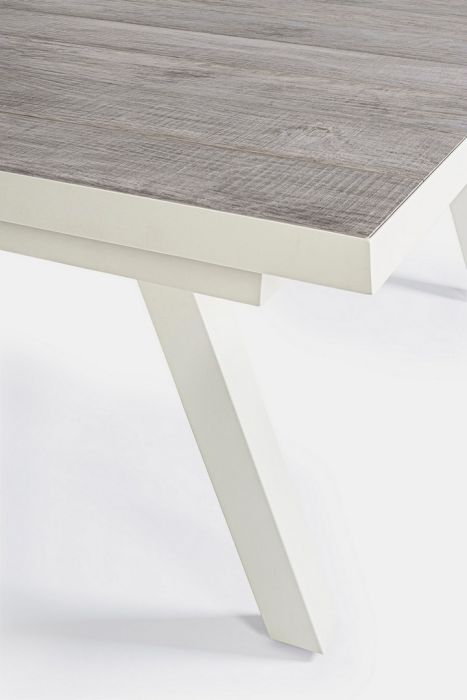 Mesa Extensible Cerámica Aluminio Blanco, 205/265 Cm