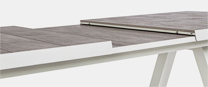 Mesa Extensible Cerámica Aluminio Blanco, 205/265 Cm