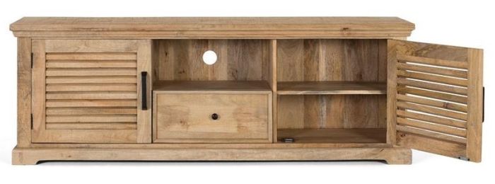 Mueble TV Puertas Persiana Madera Maciza Mango, 170 Cm