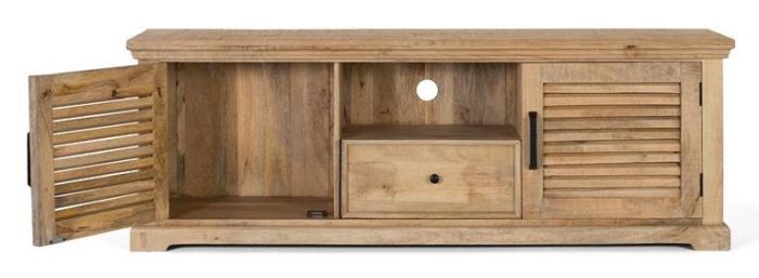 Mueble TV Puertas Persiana Madera Maciza Mango, 170 Cm