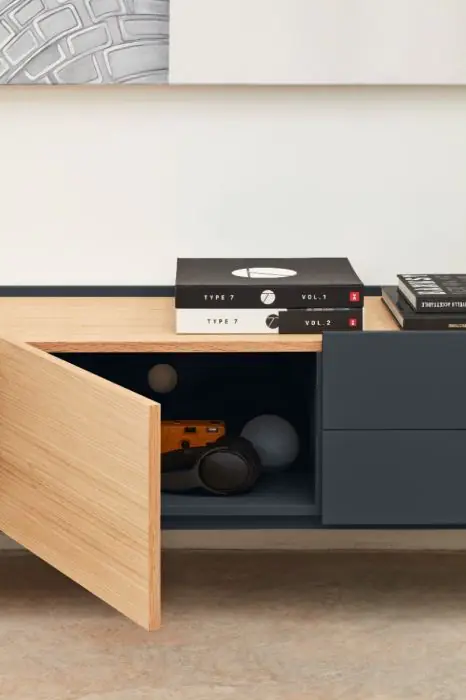 Mueble TV 2 Puertas 2 Cajones Gris Antracita/Roble, 180 Cm