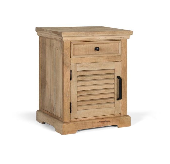 Mesita De Noche Madera De Mango Natural Listones, 65 Cm