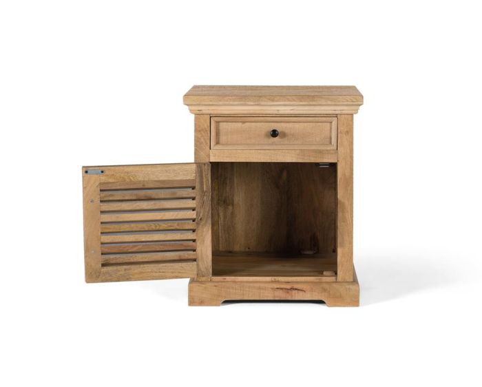 Mesita De Noche Madera De Mango Natural Listones, 65 Cm