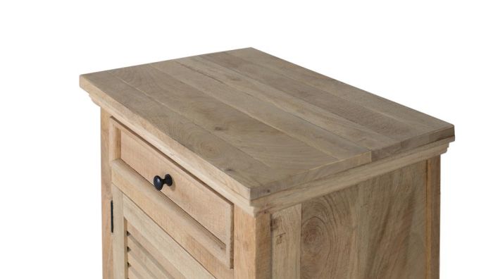 Mesita De Noche Madera De Mango Natural Listones, 65 Cm