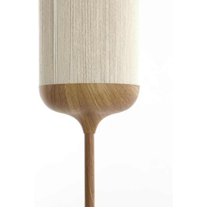 Lámpara de Pie Cuerda Natural Metal Efecto Madera, Ø23 Cm