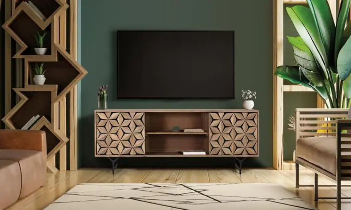 Mueble TV Madera Natural/Negro 2 Puertas, 147 Cm