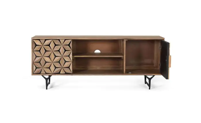 Mueble TV Madera Natural/Negro 2 Puertas, 147 Cm