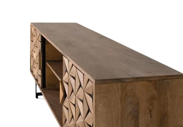 Mueble TV Madera Natural/Negro 2 Puertas, 147 Cm