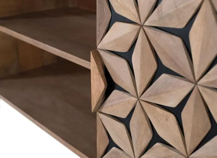 Mueble TV Madera Natural/Negro 2 Puertas, 147 Cm