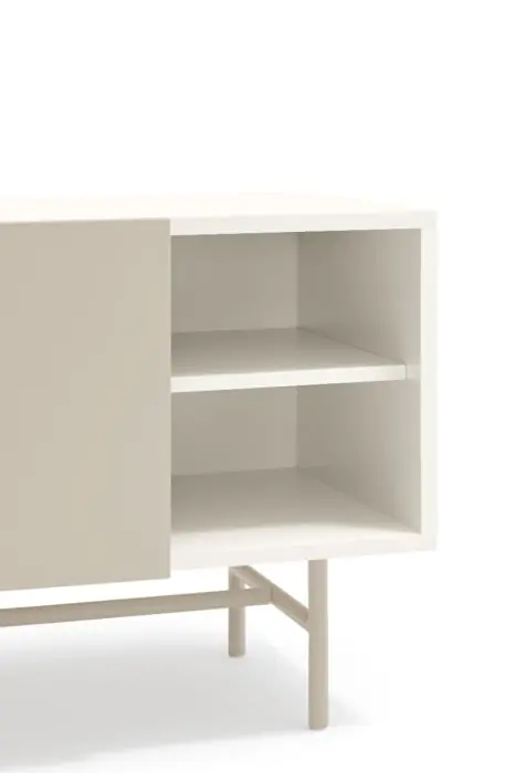 Mueble TV 2 Cajones 1 Puerta 1 Puerta Corredera Crema/Arena, 180 Cm