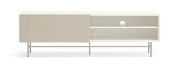 Mueble TV 2 Cajones 1 Puerta 1 Puerta Corredera Crema/Arena, 180 Cm