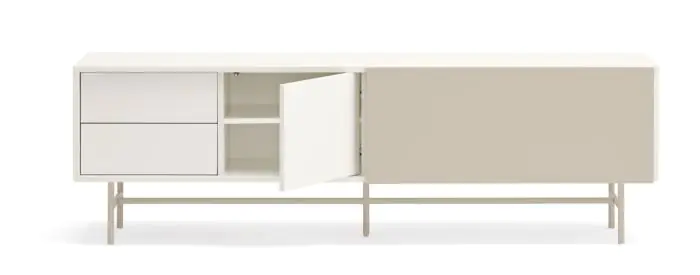 Mueble TV 2 Cajones 1 Puerta 1 Puerta Corredera Crema/Arena, 180 Cm
