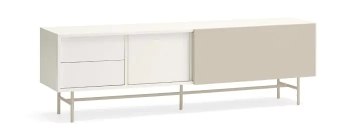 Mueble TV 2 Cajones 1 Puerta 1 Puerta Corredera Crema/Arena, 180 Cm