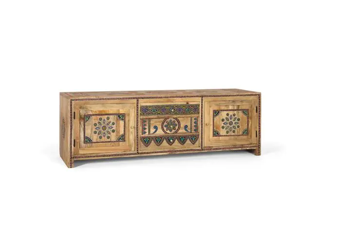 Mueble TV Mango Natural 3 Cajones 2 Puertas 150 Cm