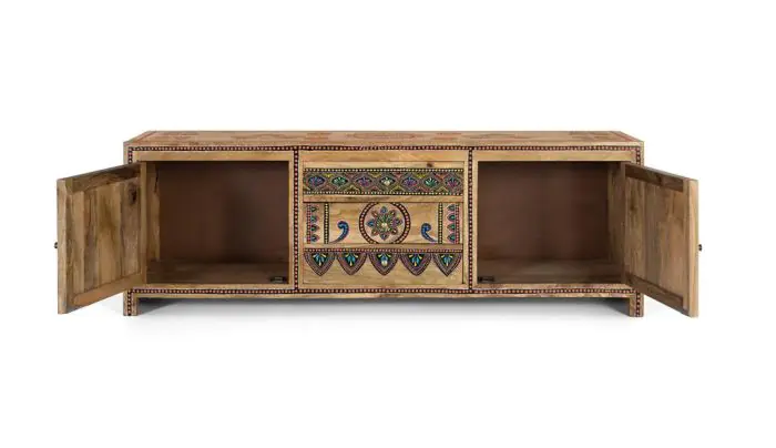 Mueble TV Mango Natural 3 Cajones 2 Puertas 150 Cm