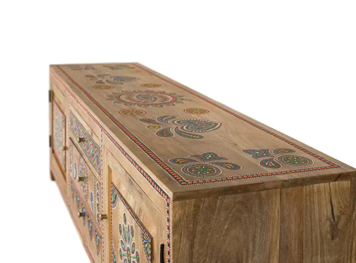 Mueble TV Mango Natural 3 Cajones 2 Puertas 150 Cm