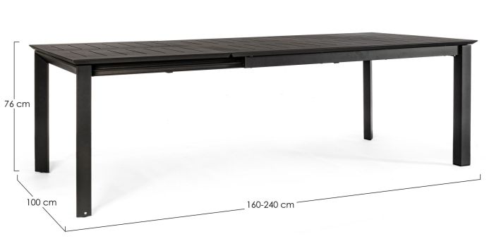 Mesa Extensible Aluminio Gris Antracita, 160/240 Cm