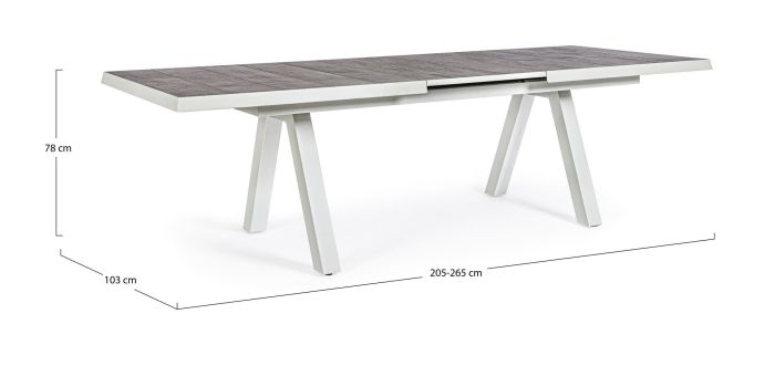 Mesa Extensible Cerámica Aluminio Blanco, 205/265 Cm