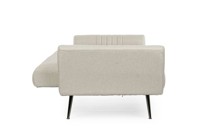 Sofá Cama Tejido Beige Acero Cromado, 210 Cm
