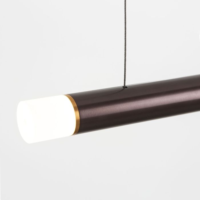 Lámpara de Techo 38x8x8 Aluminio Marrón/Cristal Blanco