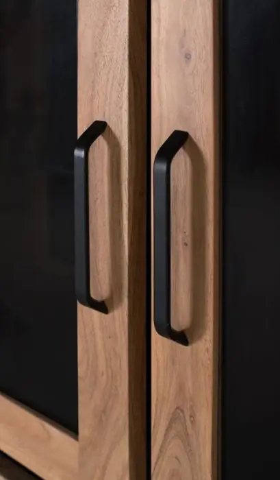 Aparador Alto Acacia Natural  Luz Led 3 Puertas, 130 Cm