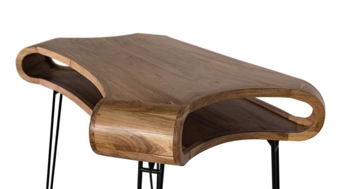 Escritorio Madera Natural Hierro Negro Hueco, 120 Cm