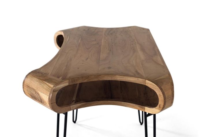 Escritorio Madera Natural Hierro Negro Hueco, 120 Cm