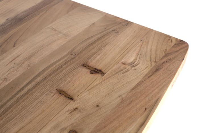 Mesa De Comedor Madera Natural Metal Negro Semiovalada, 200 Cm
