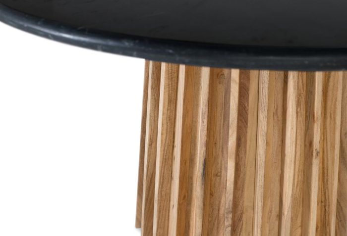 Mesa De Comedor Redonda Mármol Negro Mango Natural, 120 Cm