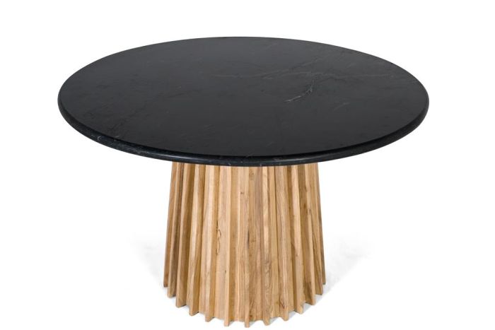 Mesa De Comedor Redonda Mármol Negro Mango Natural, 120 Cm