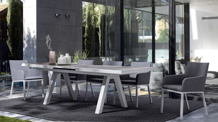 Mesa Extensible Cerámica Aluminio Blanco, 205/265 Cm