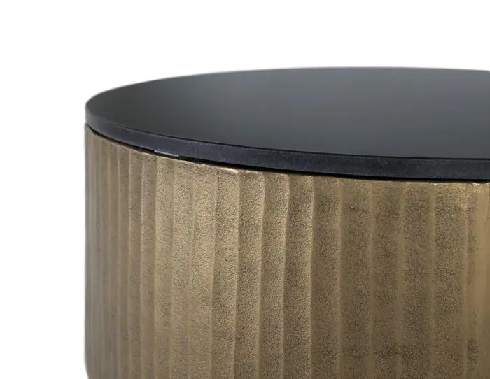 Mesa Centro Metal oro Tapa Granito negro, 80 Cm