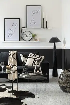 Mesa Centro Ovalada Metal Negro Cristal, 80 Cm