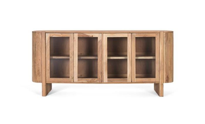 Aparador Curvó Cuatro Puertas Cristal, 180 Cm