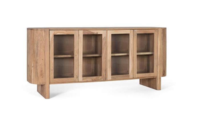 Aparador Curvó Cuatro Puertas Cristal, 180 Cm
