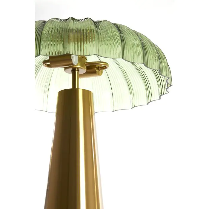 Lámpara Sobremesa Cristal Verde Metal Dorado, Ø40 Cm