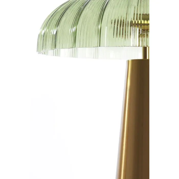Lámpara Sobremesa Cristal Verde Metal Dorado, Ø40 Cm