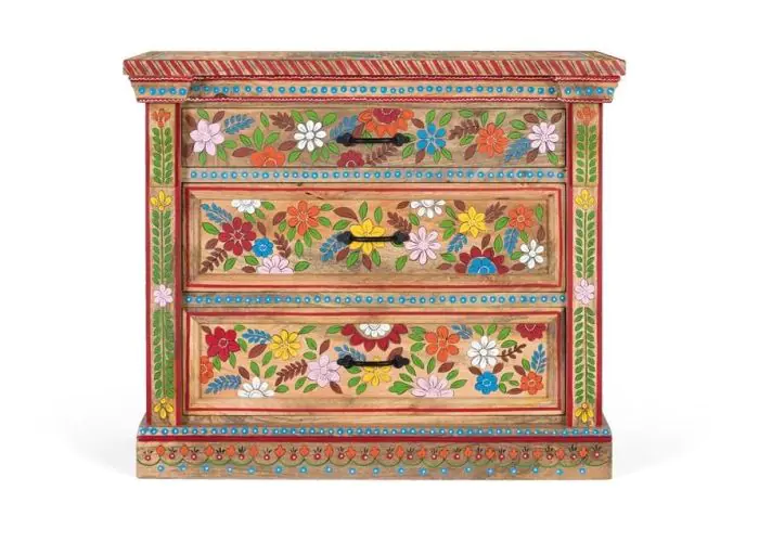 Cómoda Madera Pintado Multicolor 3 Cajones, 92 Cm