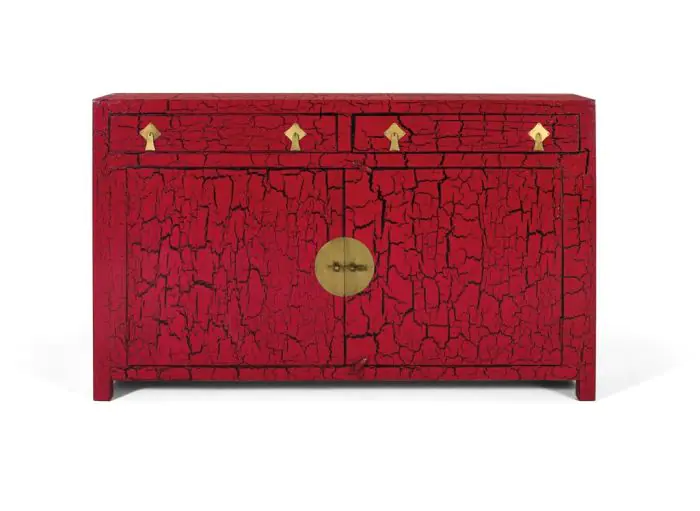 Aparador Rojo Distressed Lacado 2 Puertas, 150 Cm