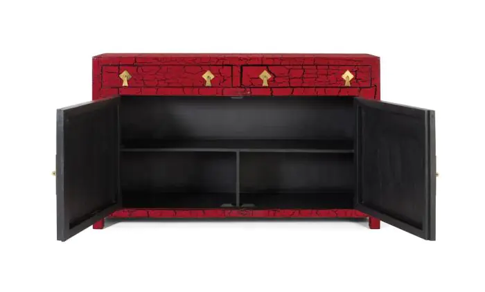 Aparador Rojo Distressed Lacado 2 Puertas, 150 Cm