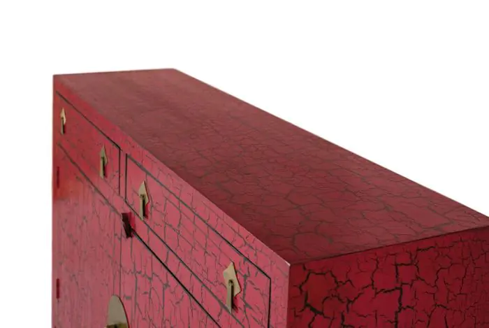 Aparador Rojo Distressed Lacado 2 Puertas, 150 Cm