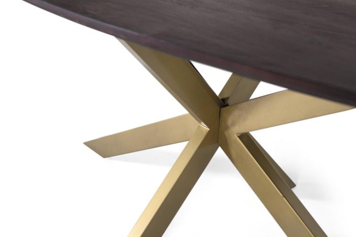 Mesa Comedor Madera Nogal Hierro Oro Oval, 200 Cm
