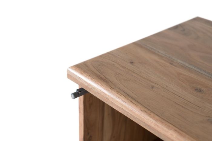 Mesita De Noche Madera Natural 1 Puerta, 52 Cm