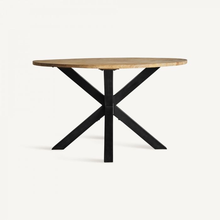 Mesa Comedor Redonda Viborg Estilo Industrial, 130 Cm