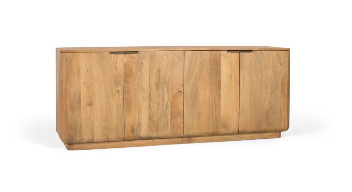 Aparador Madera Natural Recuperada 4 Puertas, 175 Cm